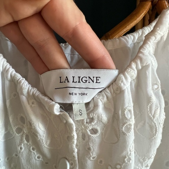 La Ligne Spaghetti Dress White Eyelet Cotton Small - Picture 9 of 12